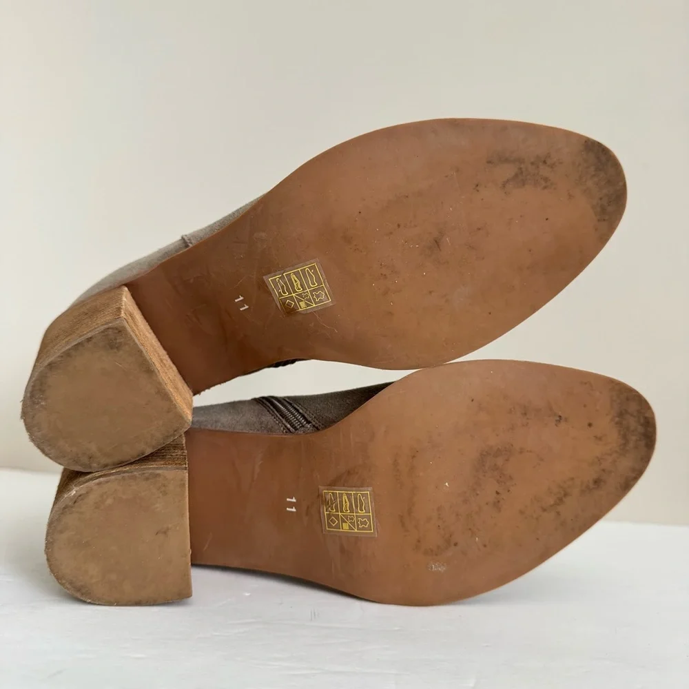 Jeffrey Campbell Laszlo Tan Taupe Suede Block heel Ankle Boots 11